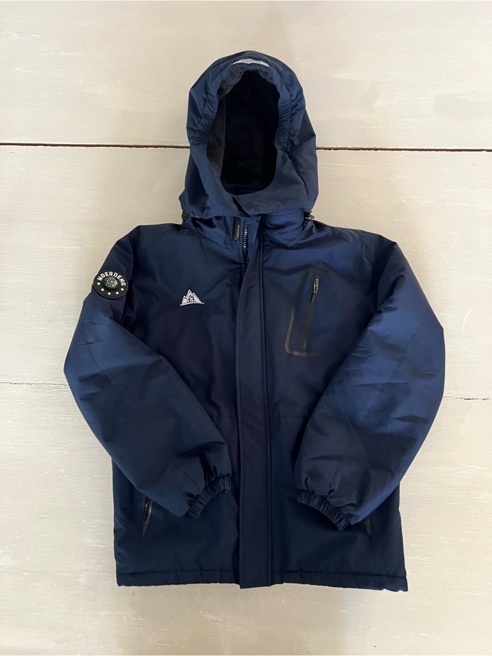 MOERDENG Kids 10/12 Navy Waterproof Winter Ski Jacket Fleece Lined Hooded